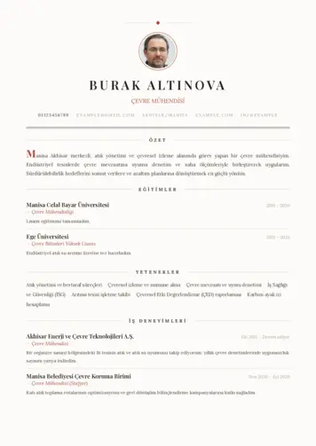 Çevre Mühendisi CV Örnekleri cv indir